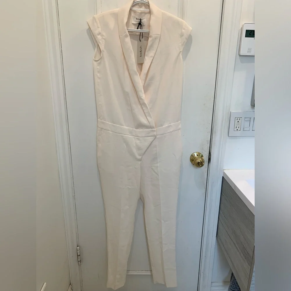 ba&sh White Sleeveless V-Neck Tailored Jumpsuit - Picture 2 of 7